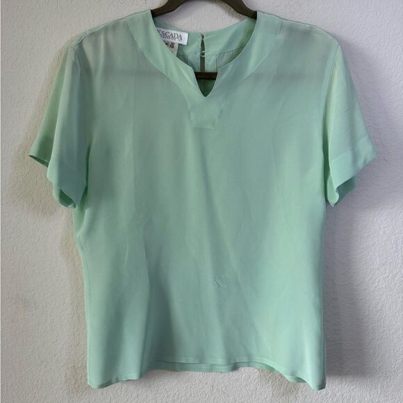 Vtg Escada Margaretha Ley 100% Silk Mint Green Blouse Top Sz 36 (US 6) Career - Picture 4 of 5
